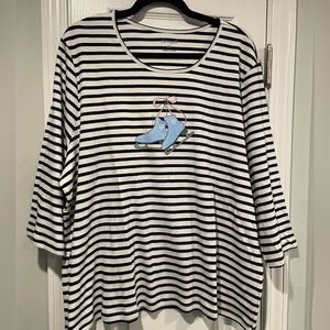 NWOT Serengeti Size 2X Black White Stripes Ice Skates Snow Long Sleeve Tee Shirt